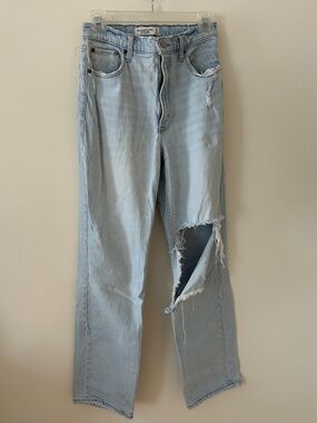 Abercrombie & Fitch Light Wash Straight Leg Jeans with Knee Rip